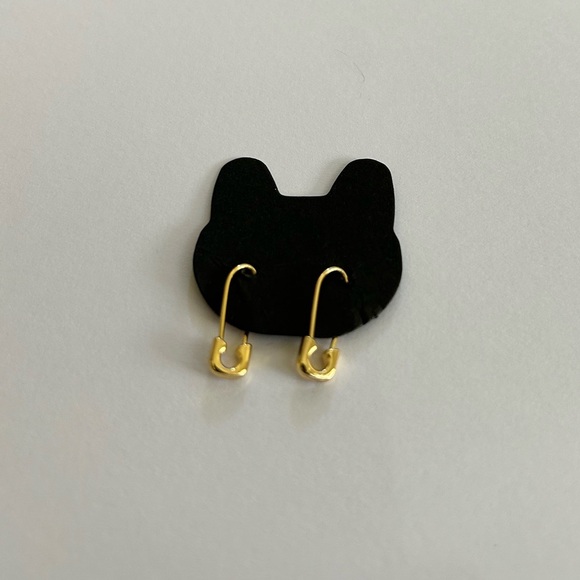 Gold Safety Pin Earrings - Picture 2 of 3